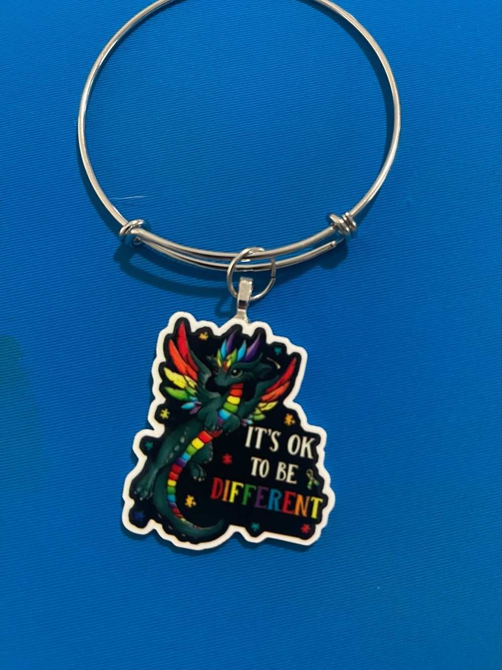 Rainbow Dragon Charm Bangle - "It's OK To Be Different"
